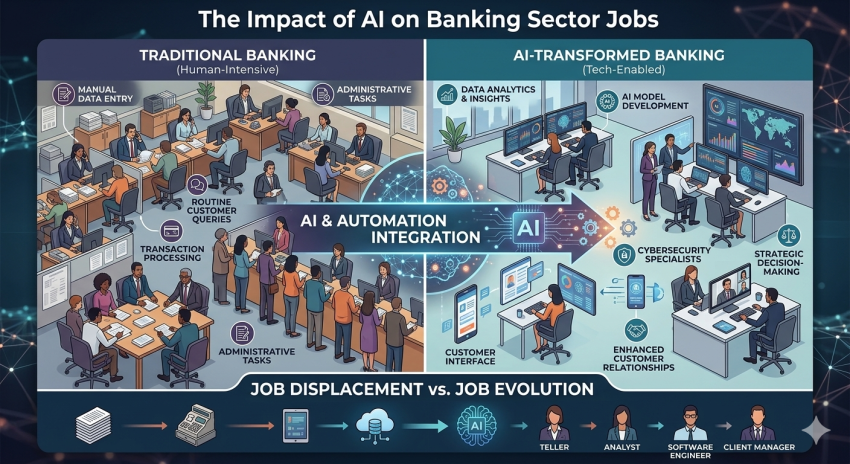 AI තාක්ෂණය නිසා බැංකු හා මූල්‍ය ක්ෂේත්‍රයේ රැකියා කප්පාදුව වේගවත් වෙයි